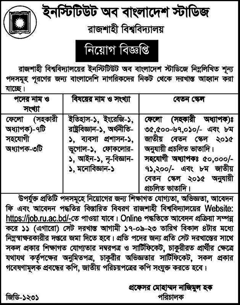 Rajshahi University Job Notice 2023