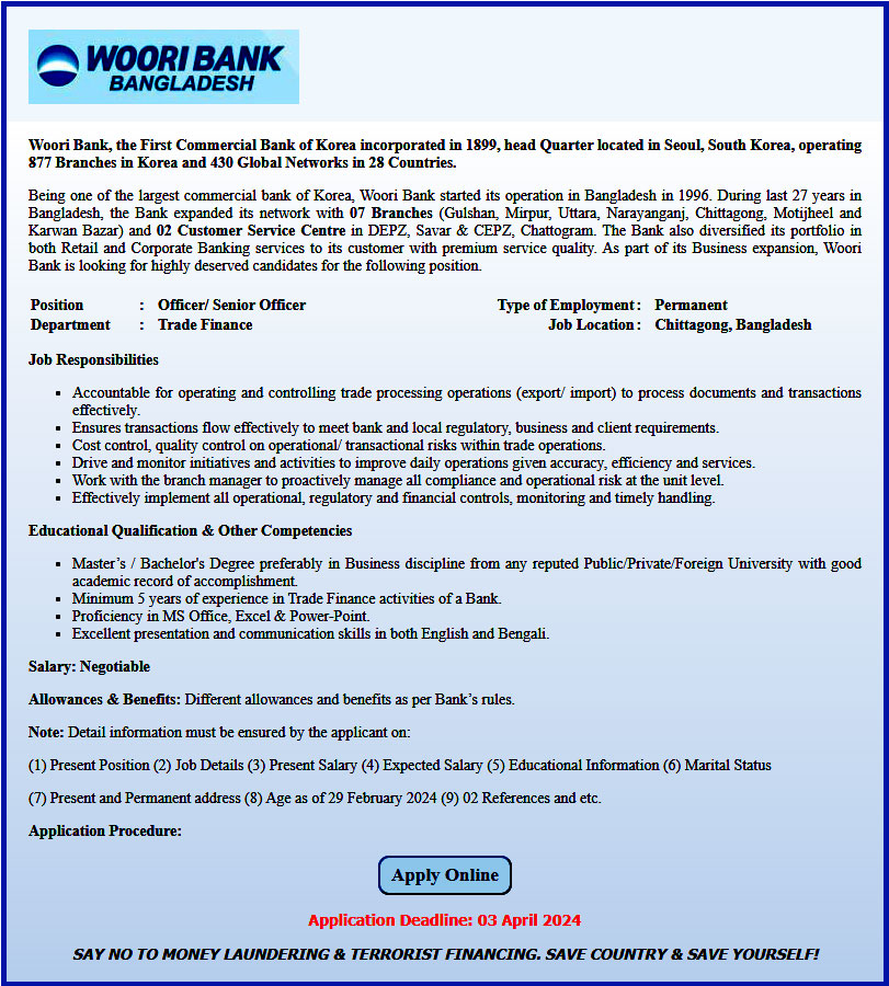 Woori Bank Job Notice 2023